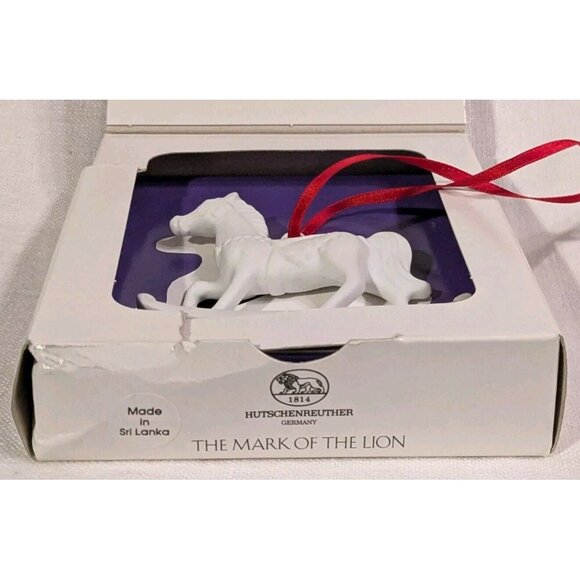 Christmas Ornament Hutschenreuther Horse Rocking Flugel White Biscuit Porcelain - Picture 5 of 14